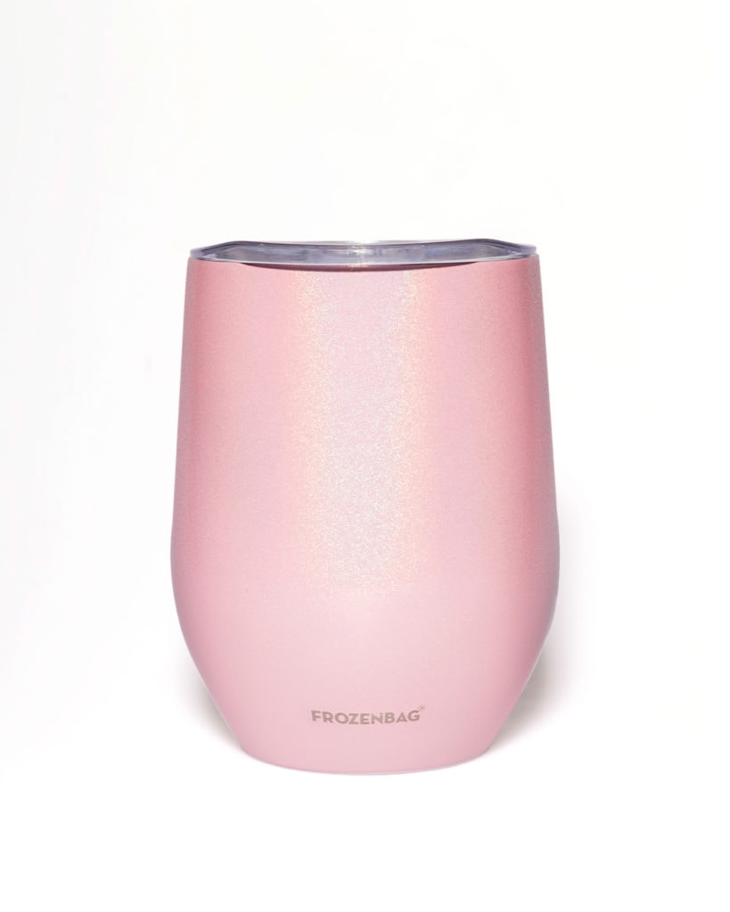 Frozen Wine Glass Glitter Pink